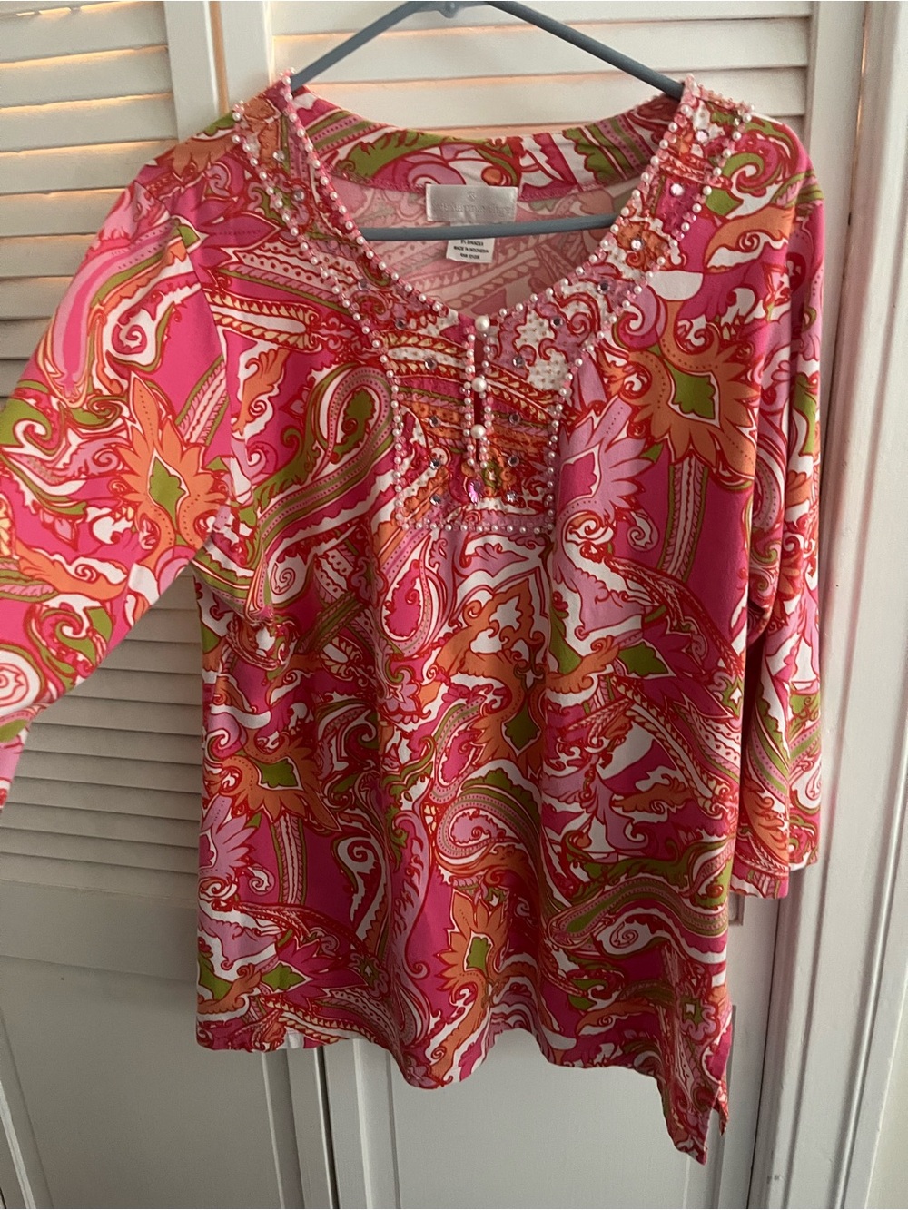 Soft Surroundings Pink Paisley Beaded Tunic